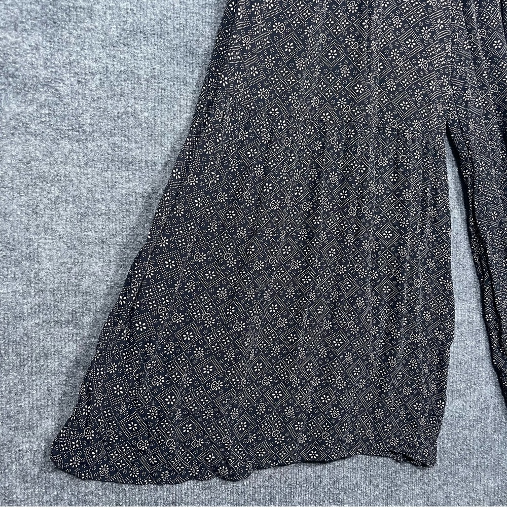 Free People Women’s Small Black Floral Bow Belted Smocked Boho Wide Leg Jumpsuit - Picture 7 of 12